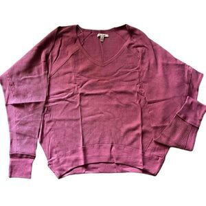Free People Blouse Women’s M Waffle Knit Thermal Batwing Long SleevePurple NWT